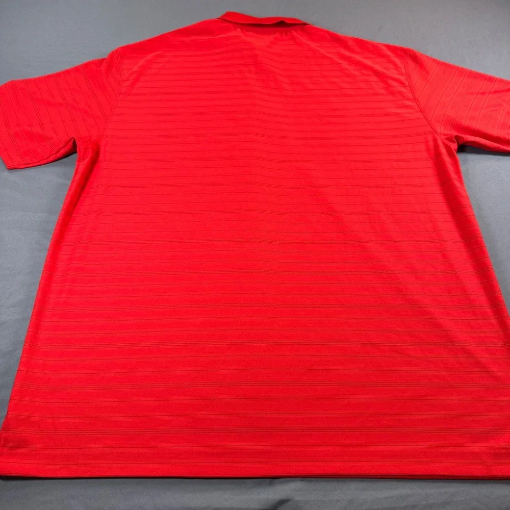 Nike Golf Mens XXL Dri-FIT Red Striped Short Sleeve Polo Shirt LOGO